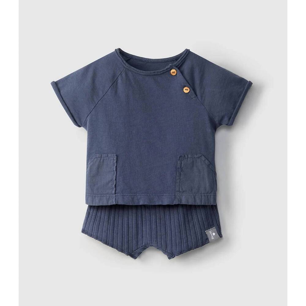 NEW SNUG baby boys t-shirt & ribbed shorts set in blue